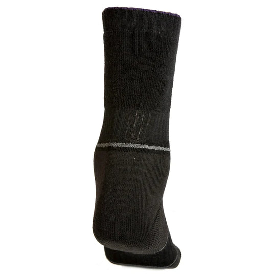 Black Merino Wool Crew Sock Heel View