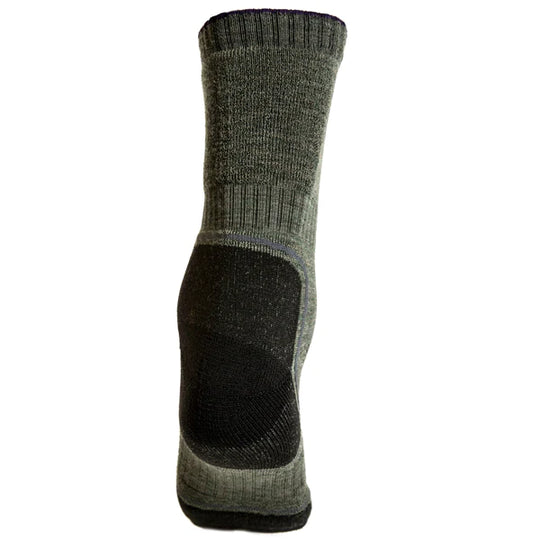 Light Olive Green Merino Wool Crew Sock Heel View