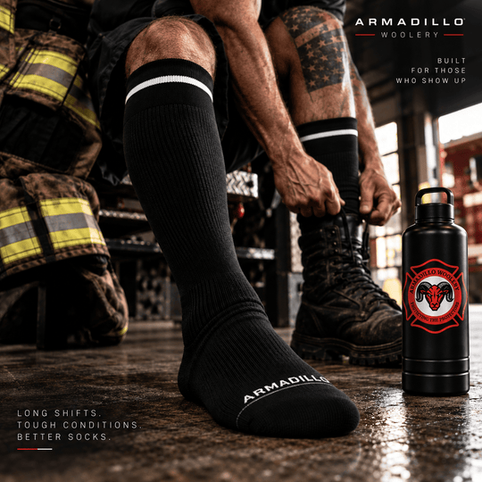 Armadillo Woolery Socks Mens Size 6-12, Womens Size 7-13 Trooper 2.0 Merino Wool Tactical Boot Socks